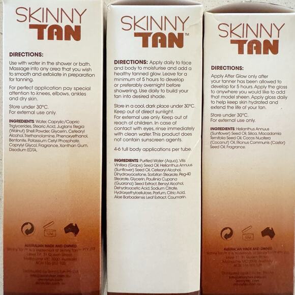 Skinny Tan 4 Pc Pre-Tan Primer, Gradual Tanner, After Glow, Mitt - Picture 6 of 6